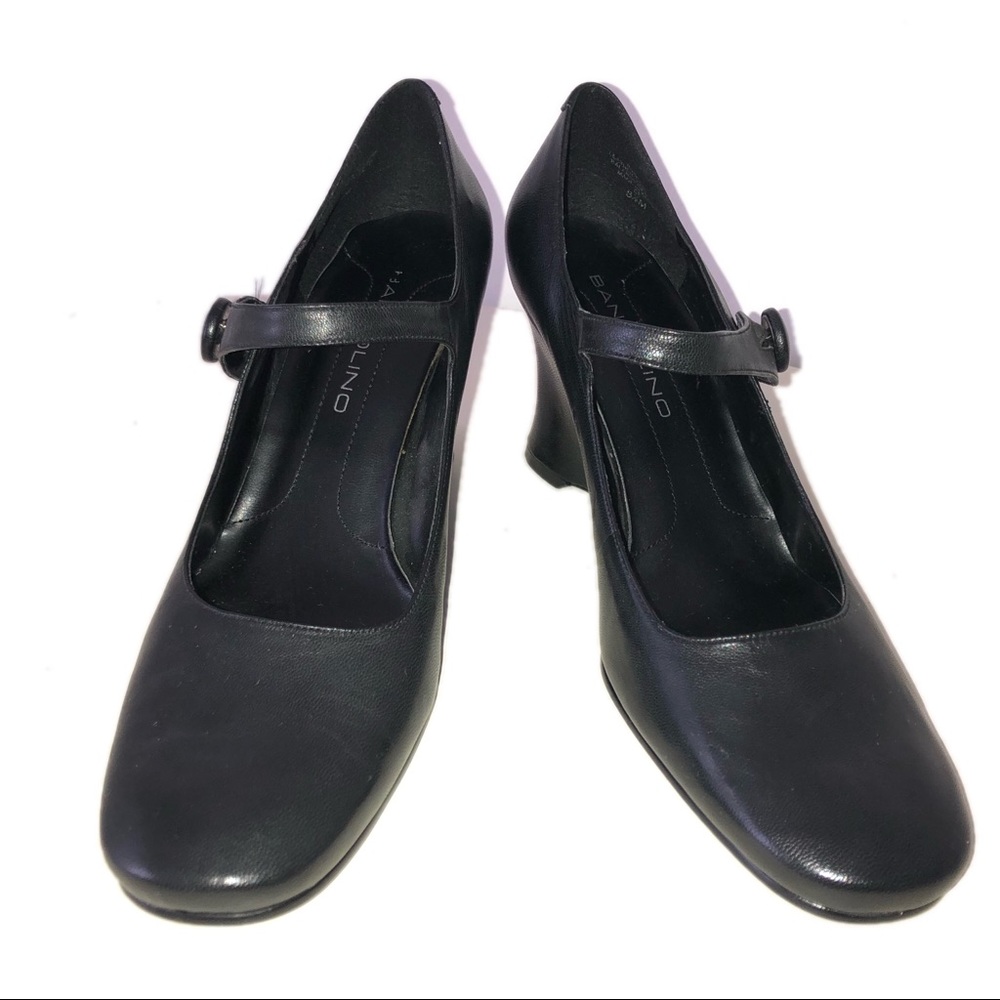 Bandolino Black Leather Mary Jane Wedge NWOT